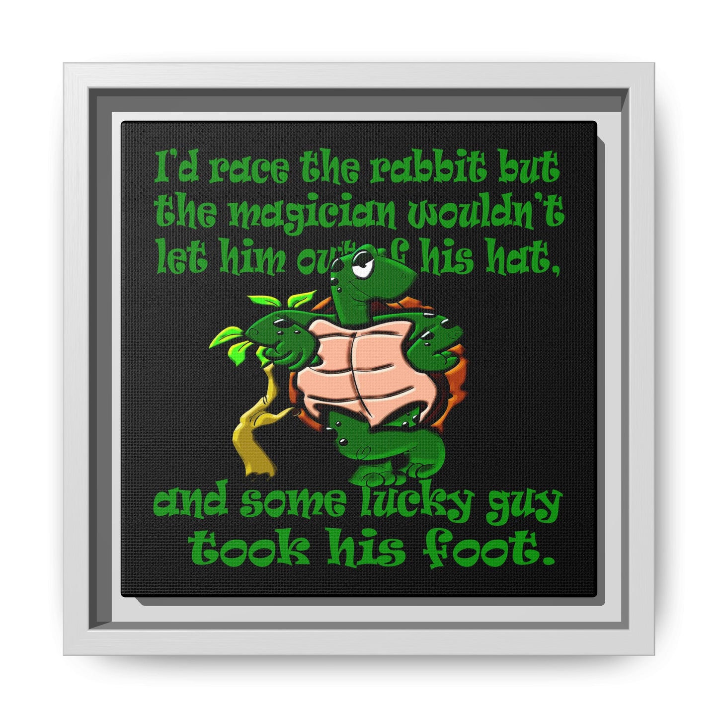 turtle race - framed canvas art (black)