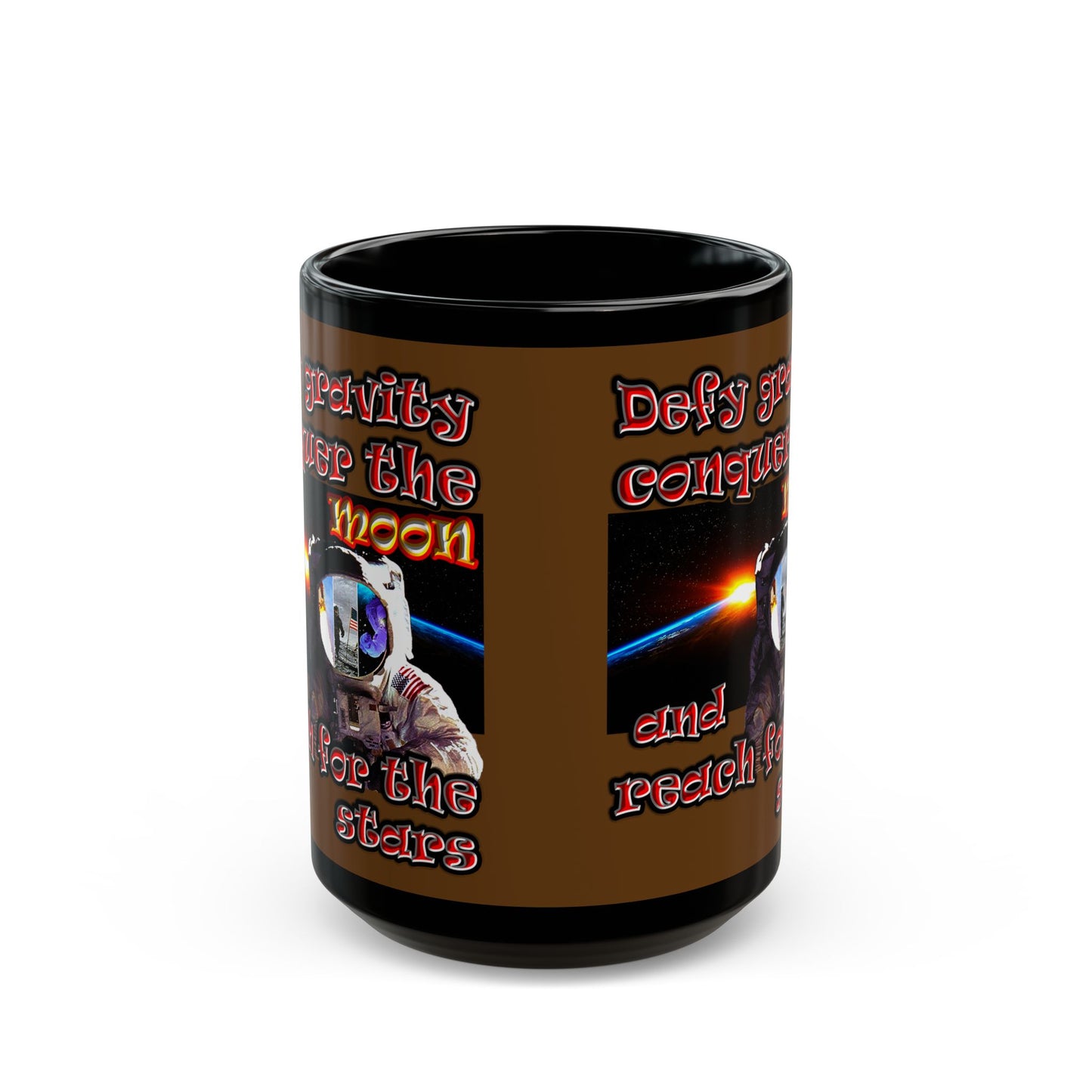 defy conquer reach - Black Mug (brown)