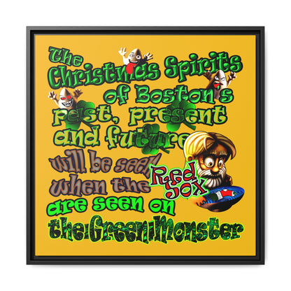 christmas spirits of boston - framed canvas art (yellow)