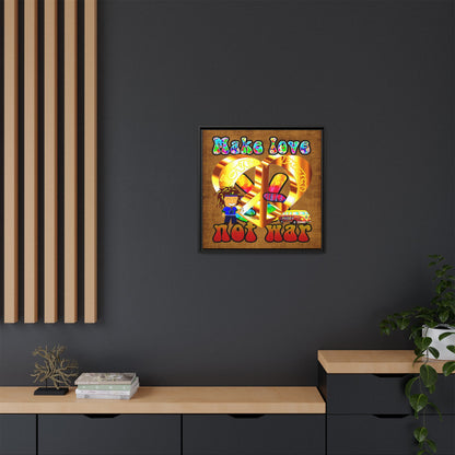 love peace - framed canvas art (brown papyrus)