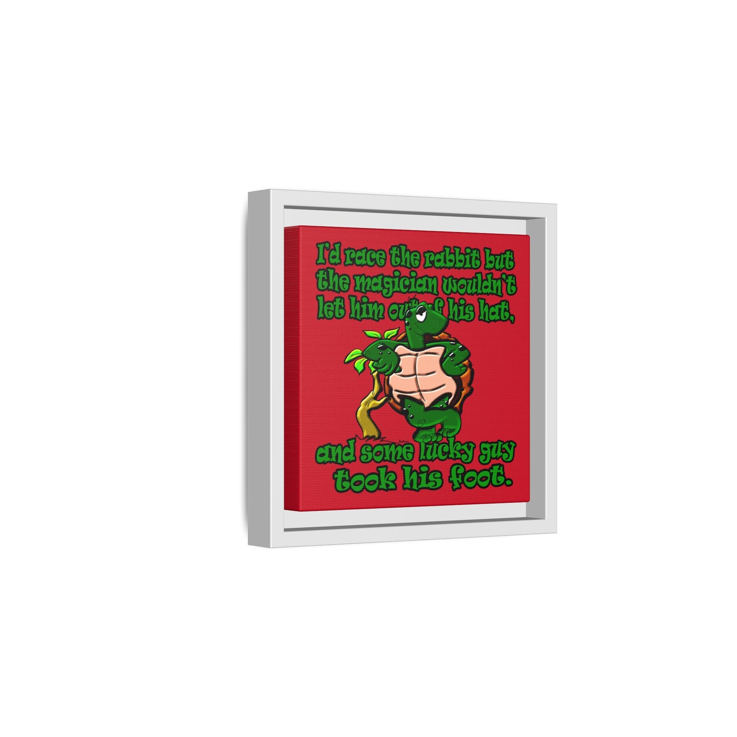 turtle race - framed canvas art (dark red)