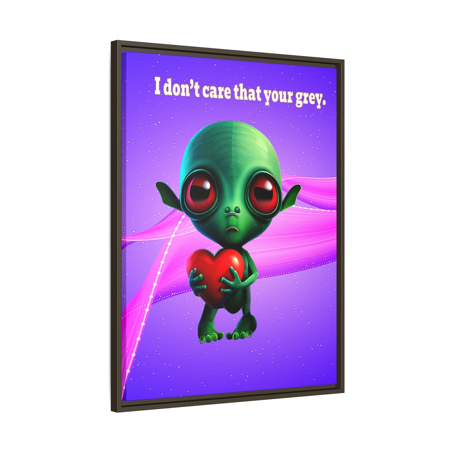 I don't care that your grey - framed canvas art (purple-pink wave)