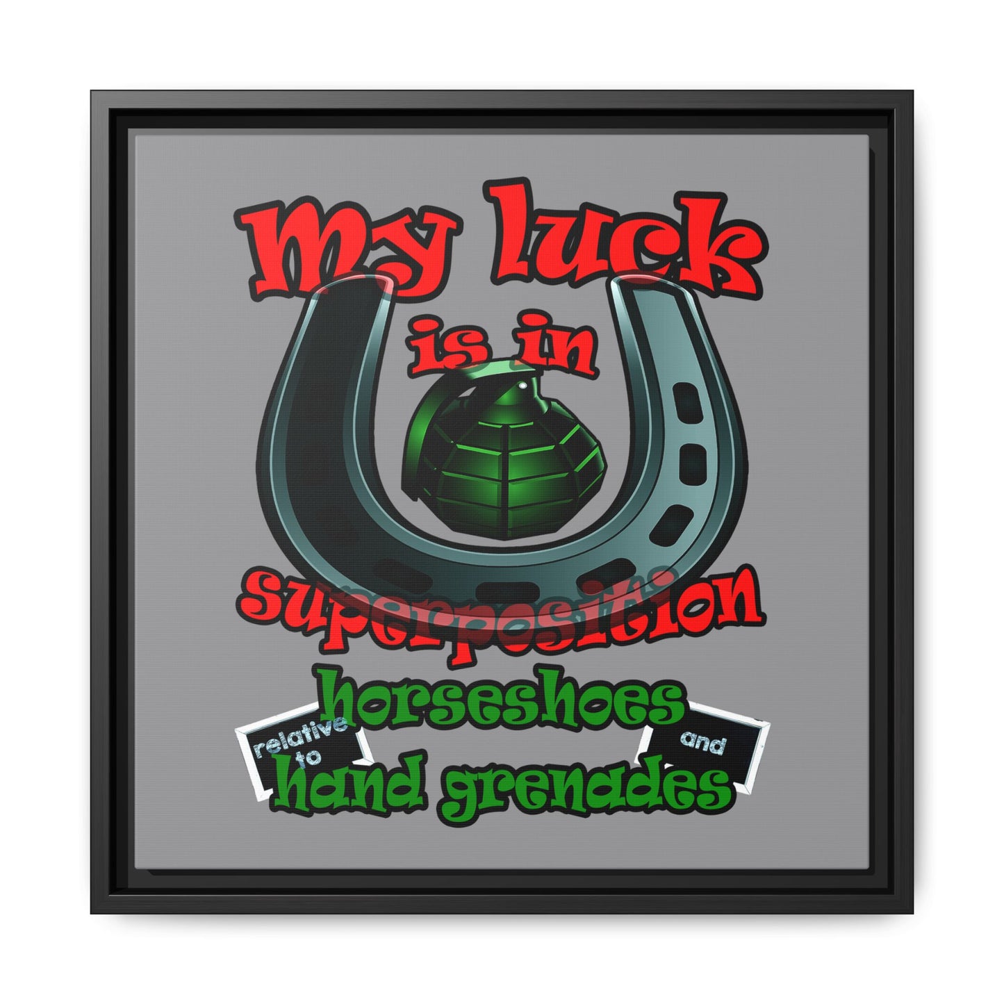 my luck - framed canvas art (grey)
