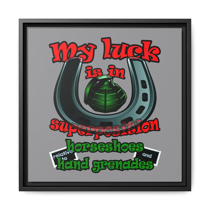 my luck - framed canvas art (grey)