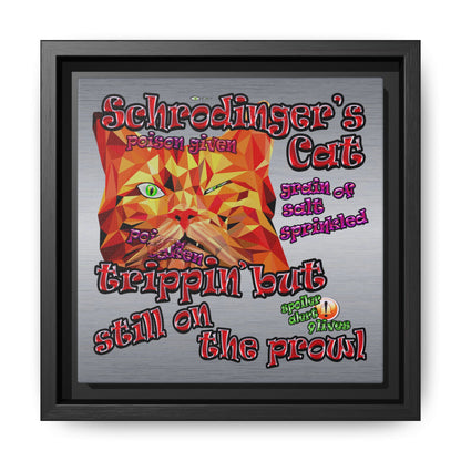 schrodinger's cat - framed canvas art (brushed nickel)