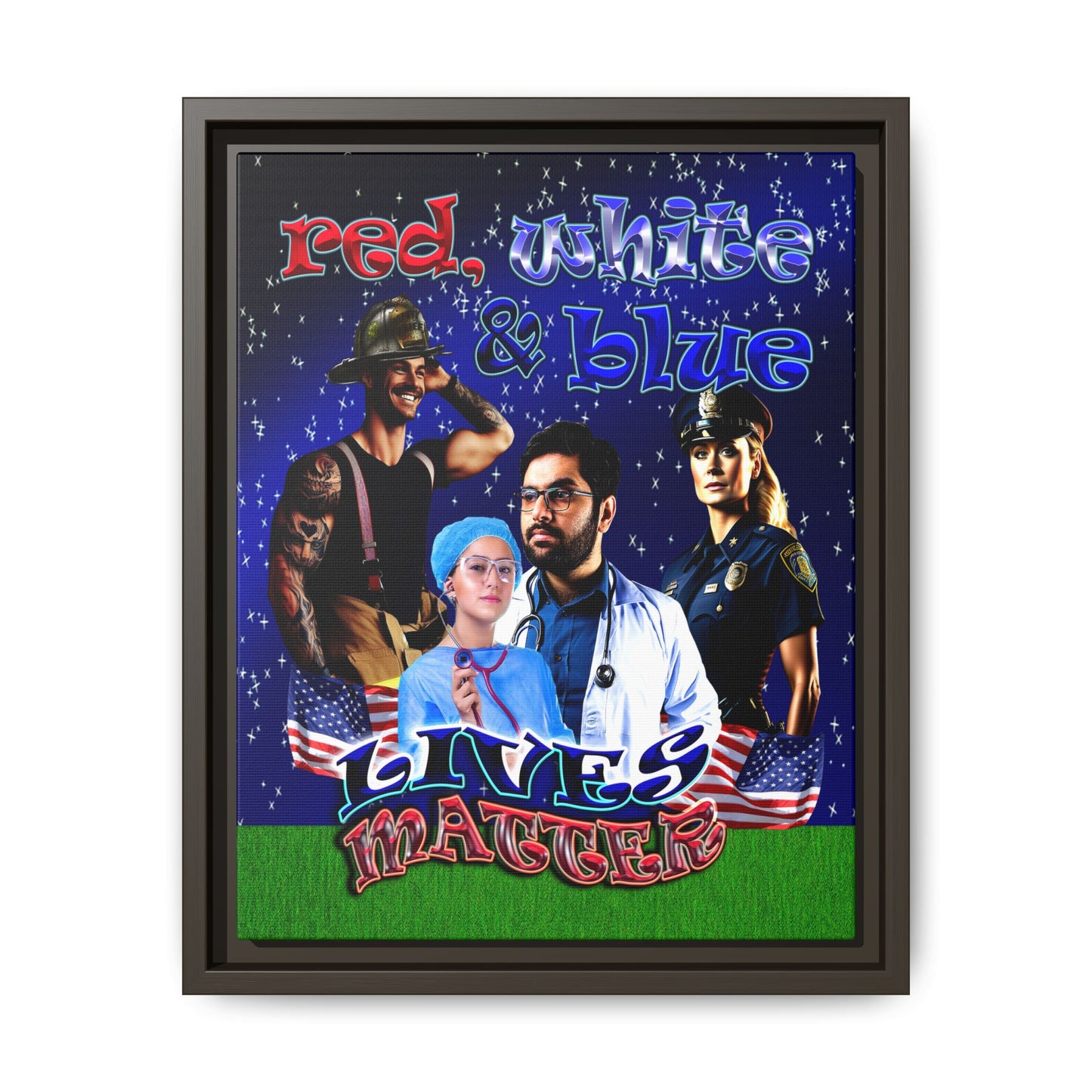 rw&b lives matter - framed canvas art ('snoops' background)