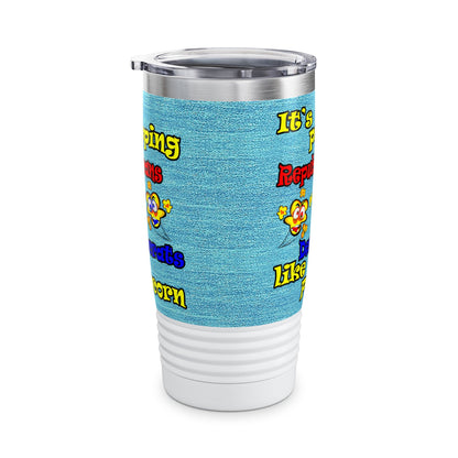 popping like popcorn - Ringneck Tumbler, 20oz (faded blue)