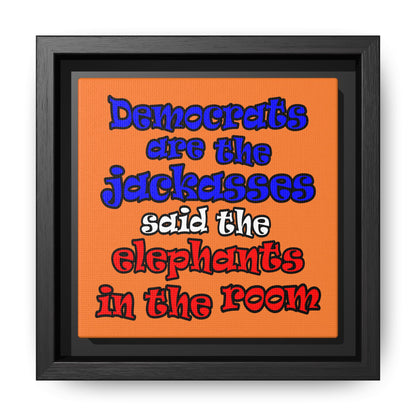 donkeys and elephants - framed canvas art (crusta)