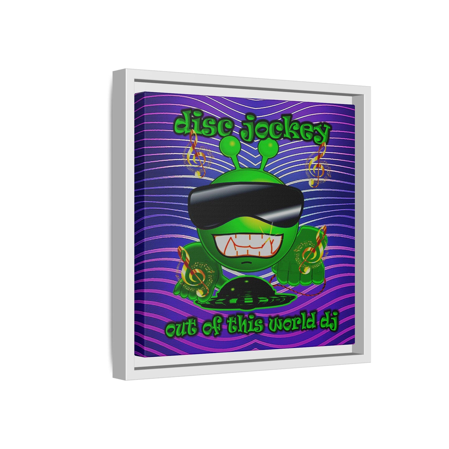 disc jockey - framed canvas art (purple wave)