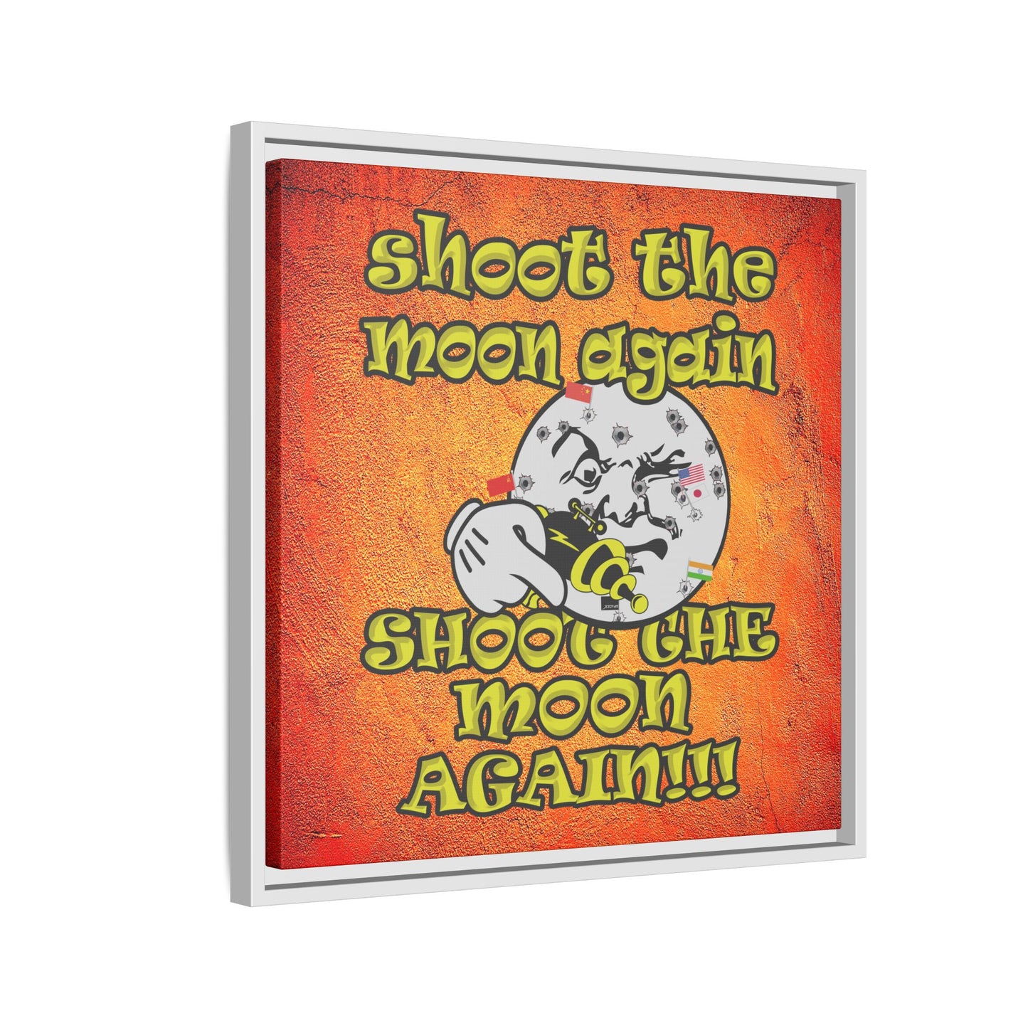 shoot the moon again - framed canvas art (burnt orange)