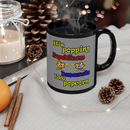 popping like popcorn - Black Mug (grey)