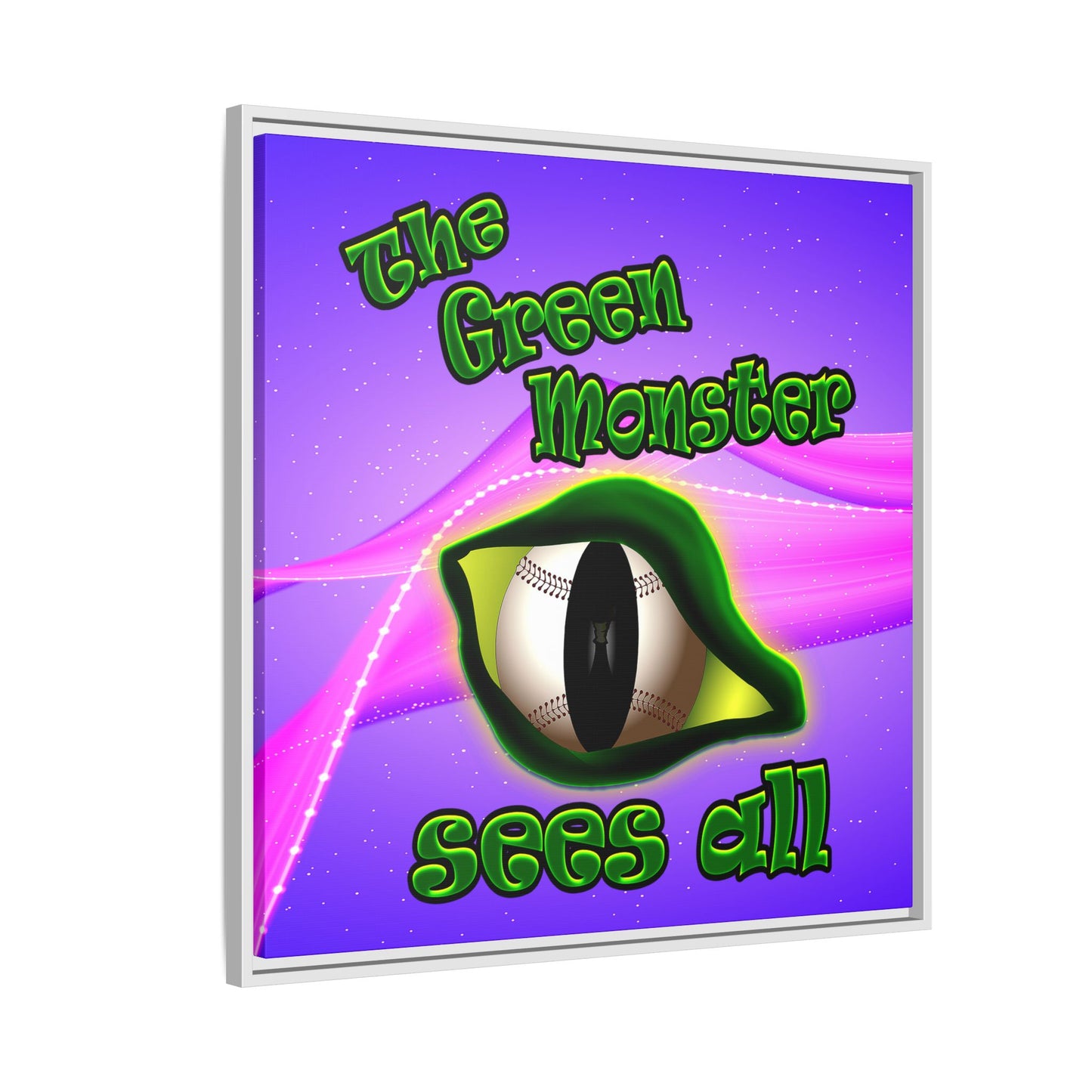 green monster - framed canvas art (purple-pink wave)