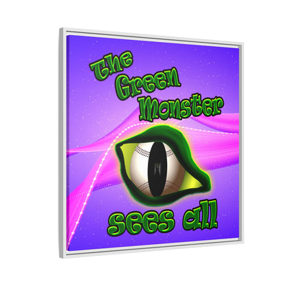 green monster - framed canvas art (purple-pink wave)