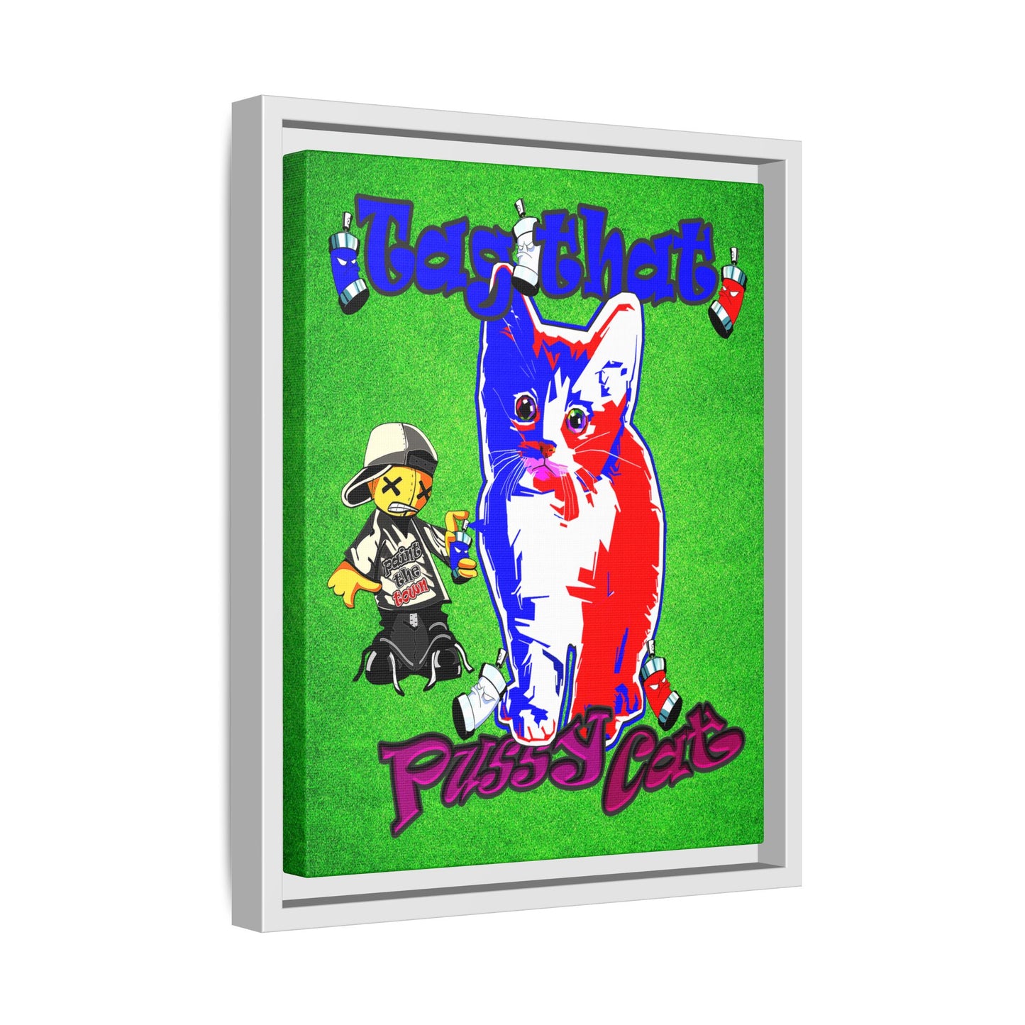 tag that - framed canvas art (green turf)