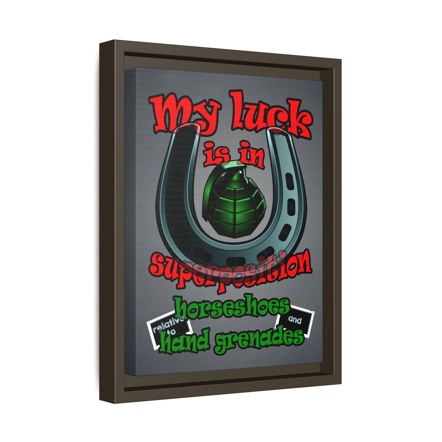 my luck - framed canvas art (grey-light grey)