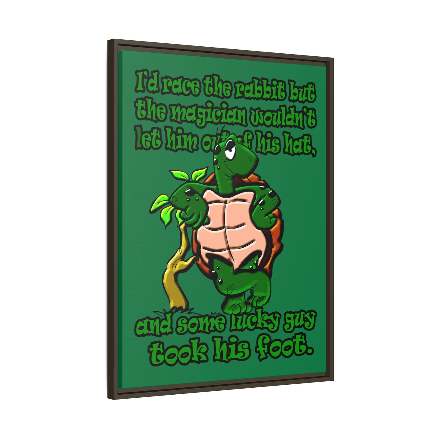 turtle race - framed canvas art (dark green)