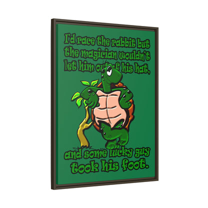 turtle race - framed canvas art (dark green)