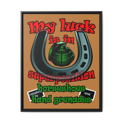 my luck - framed canvas art (light brown)