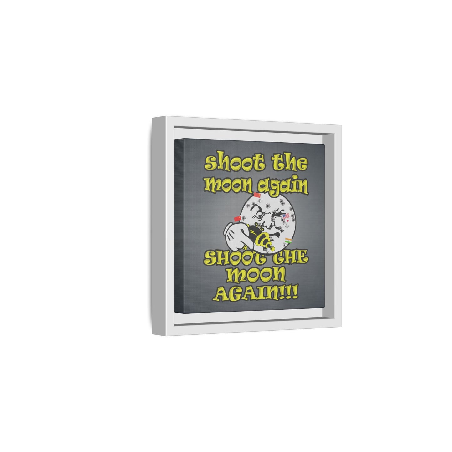 shoot the moon again - framed canvas art (grey-light grey)