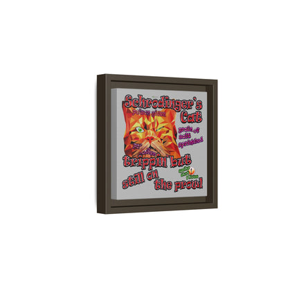 schrodinger's cat - framed canvas art (light grey)