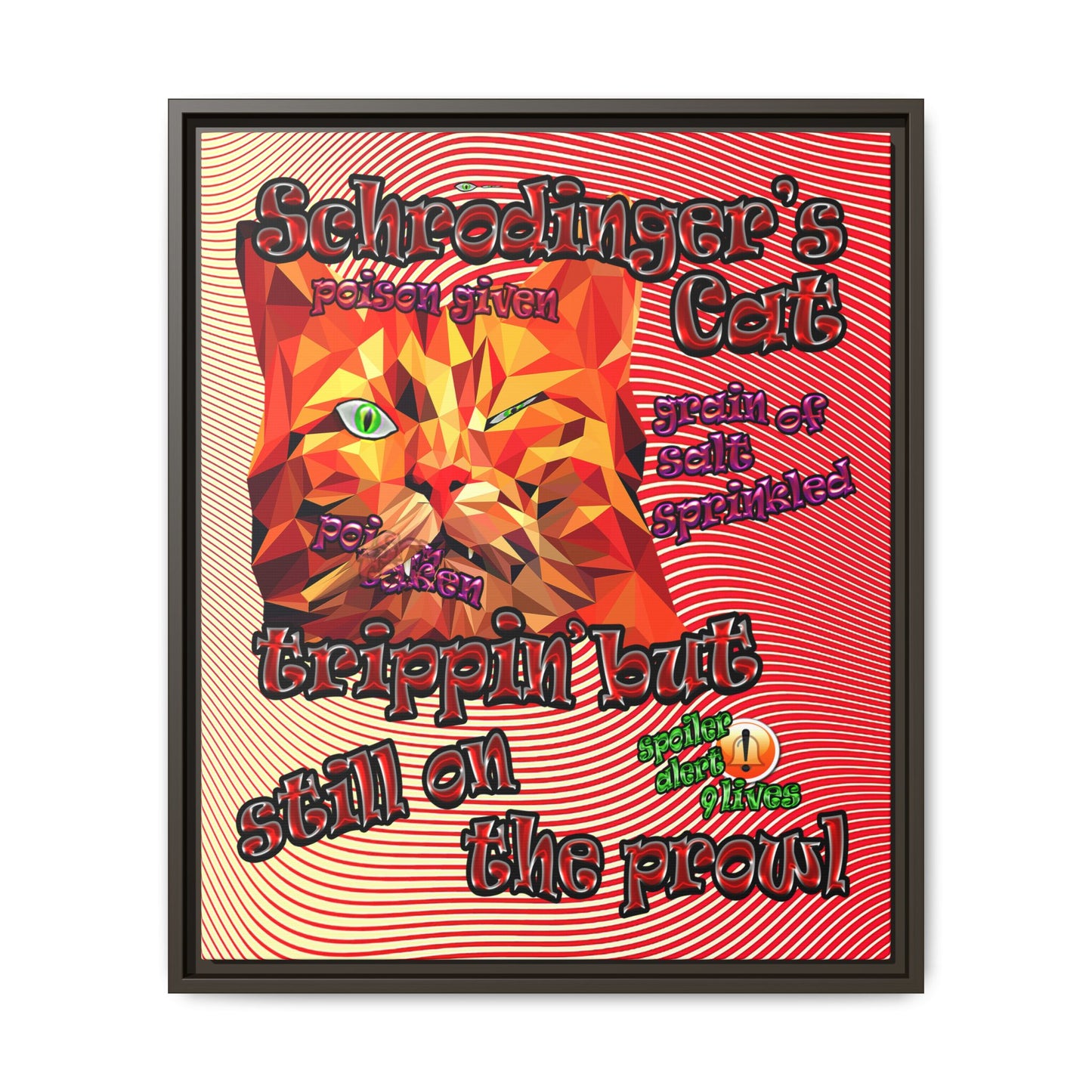 schrodinger's cat - framed canvas art (yellow-orange wave)