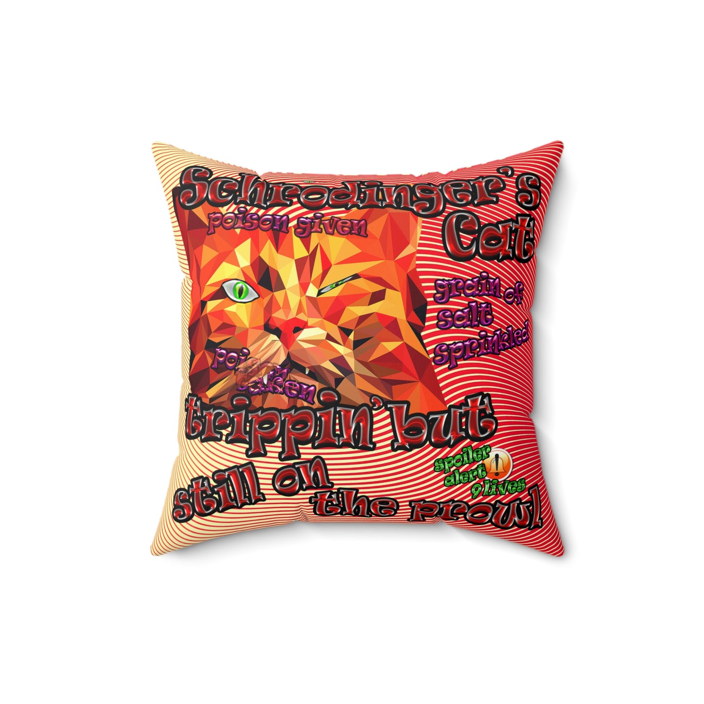 schrodinger's cat - Spun Polyester Square Pillow - (yellow-orange wave)