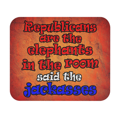 donkeys and elephants - Mouse Pad (Rectangle) (burnt orange)