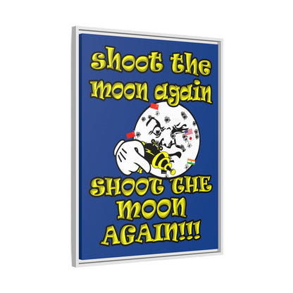 shoot the moon again - framed canvas art (dark blue)