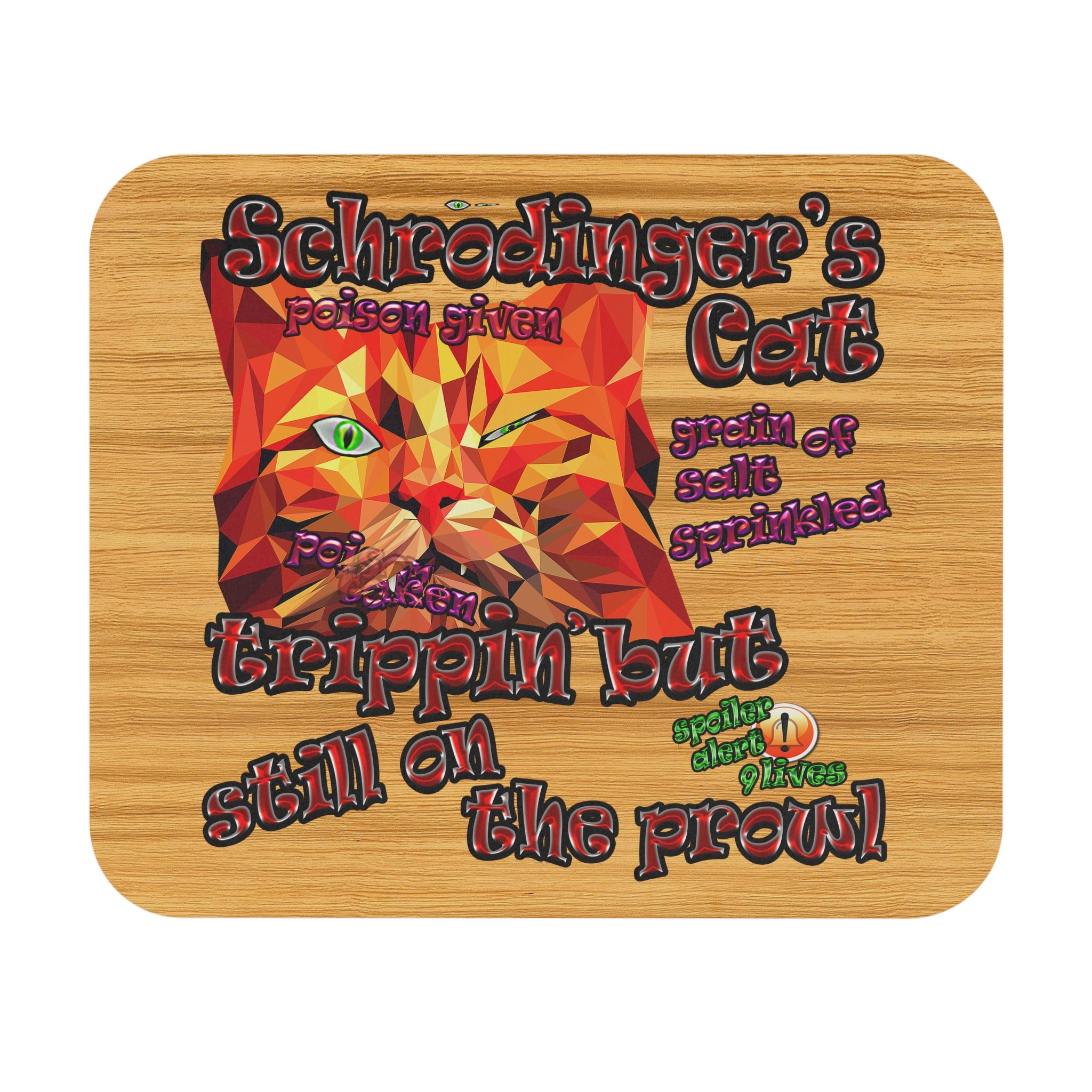 schrodinger's cat - Mouse Pad (Rectangle) (butterscotch wood finish)