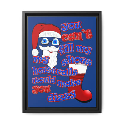 santa's shoes - framed canvas art (dark blue)