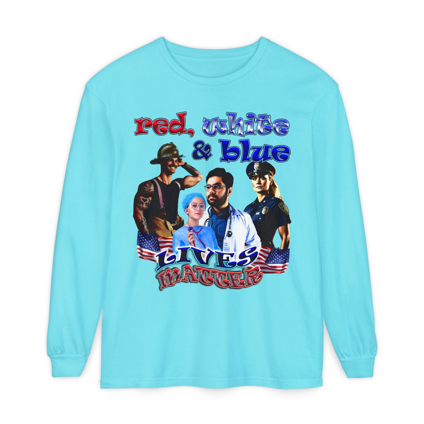 rw&b lives matter - Unisex Garment-dyed Long Sleeve T-Shirt