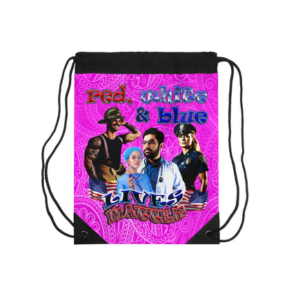 rw&b lives matter - Drawstring Bag (pink swirl)