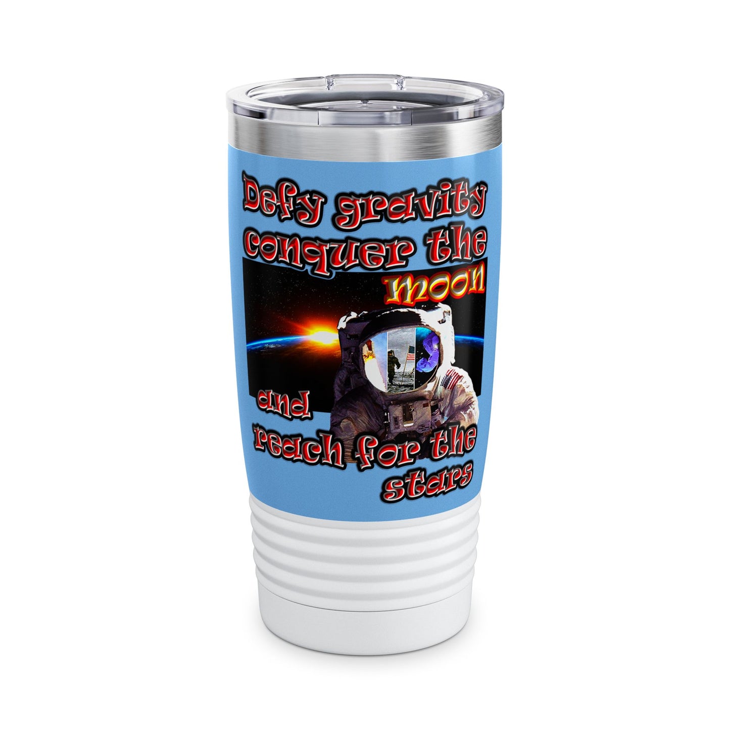 defy conquer reach - Ringneck Tumbler, 20oz (light blue)