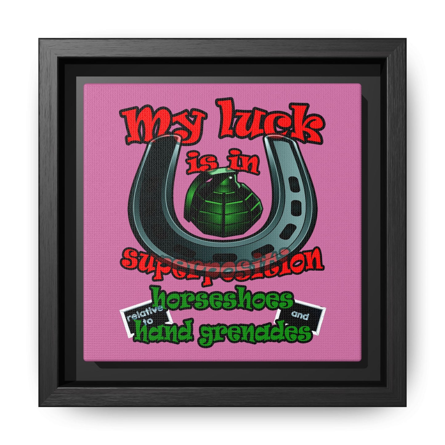 my luck - framed canvas art (light pink)
