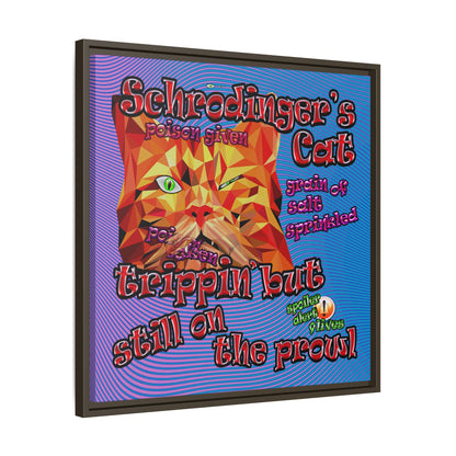 schrodinger's cat - framed canvas art (light blue-purple wave)