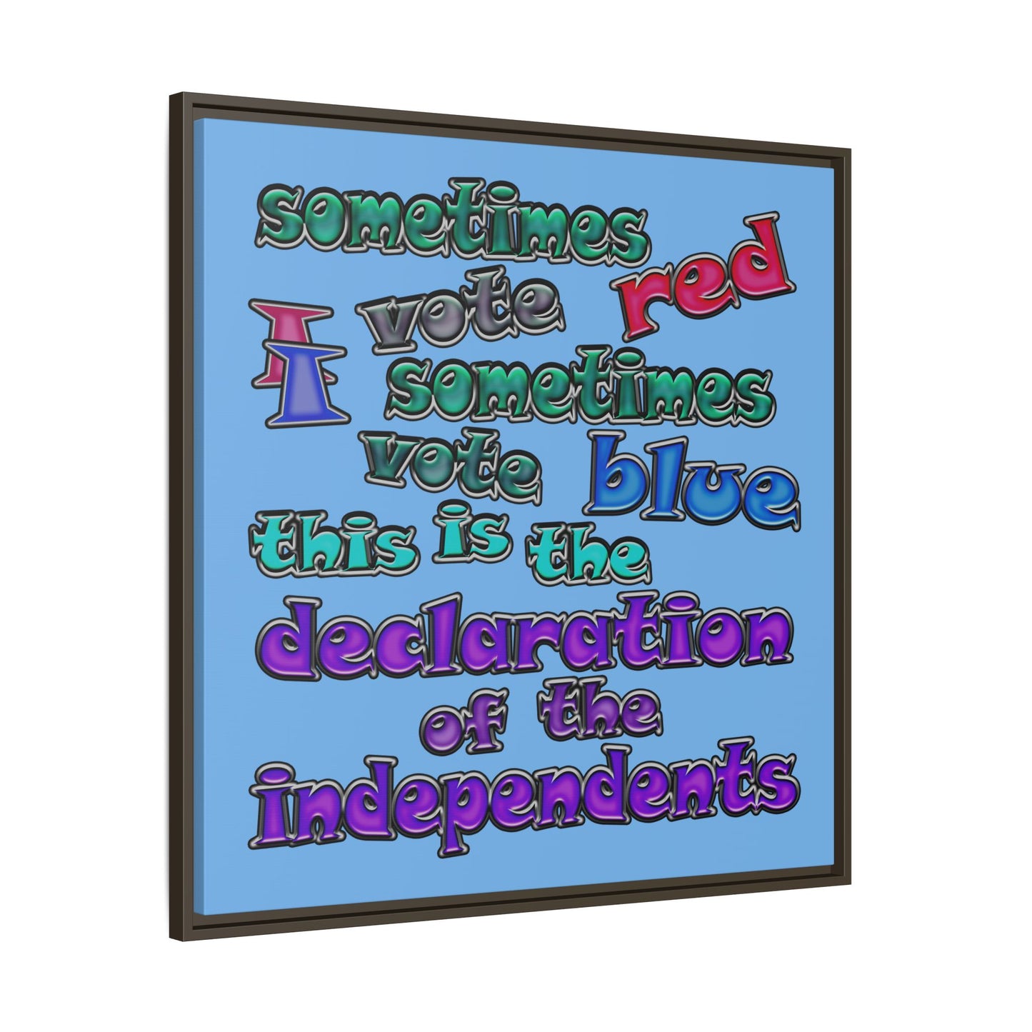 declaration of the independents - framed canvas art (light blue)