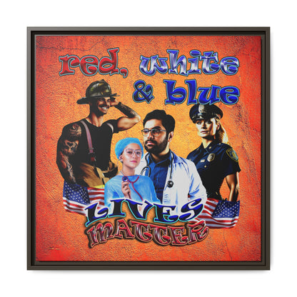rw&b lives matter - framed canvas art (burnt orange)