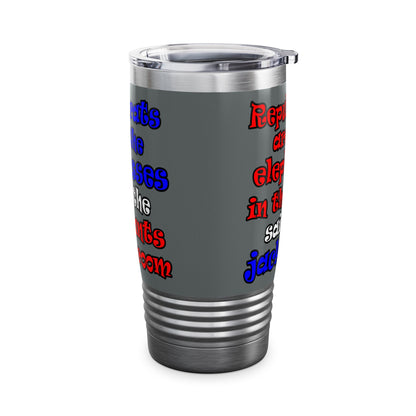 donkeys and elephants - Ringneck Tumbler, 20oz (dark grey)