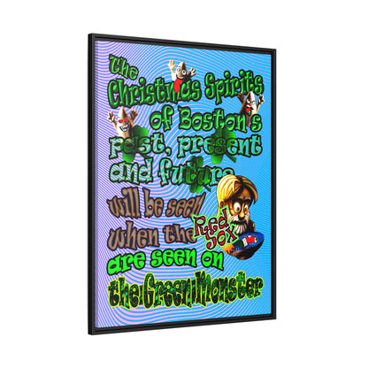 christmas spirits of boston - framed canvas art (light blue-purple wave)