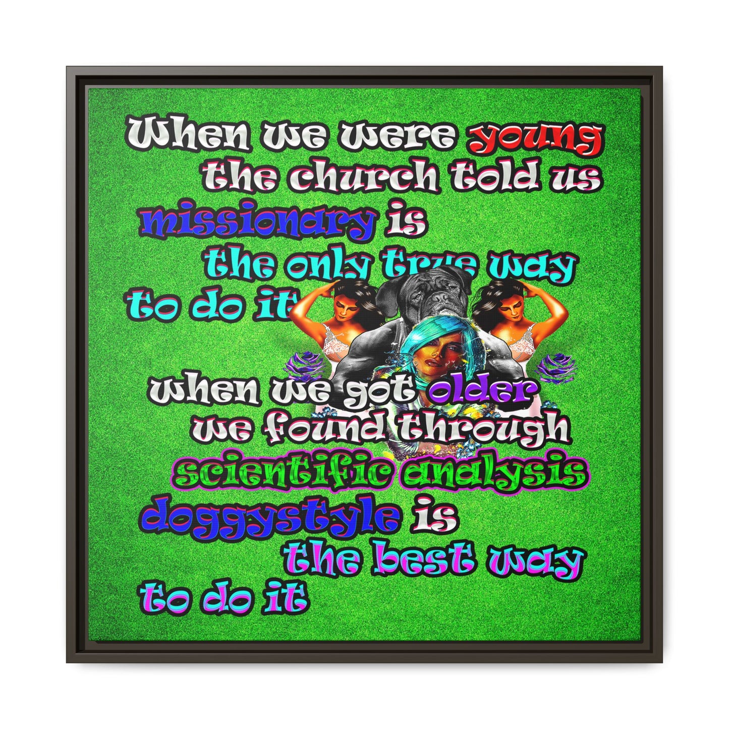 doggystyle - framed canvas art (green turf)