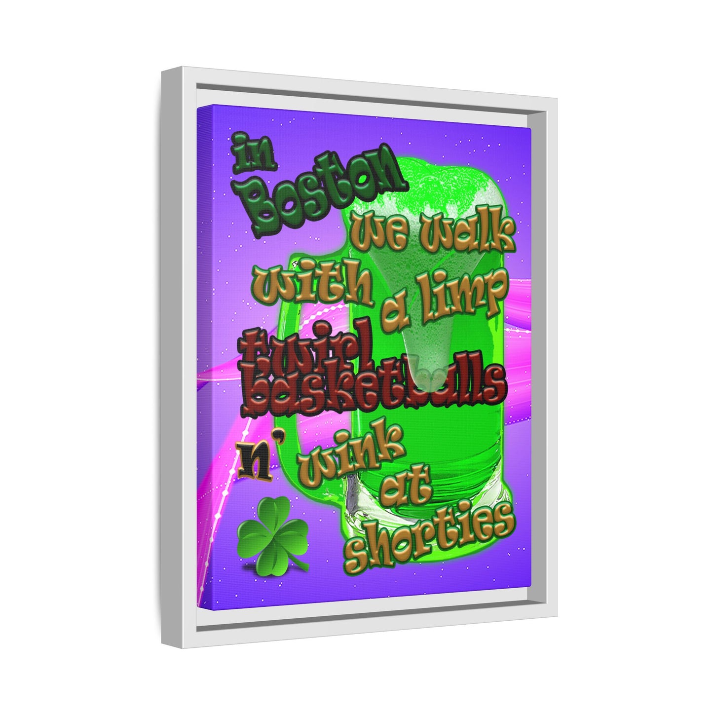 celtics logo - framed canvas art (purple-pink wave)