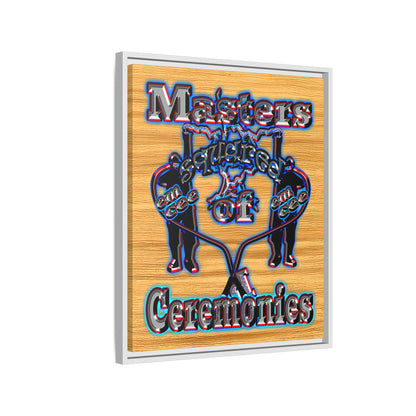em cee squared - framed canvas art (butterscotch wood finish)