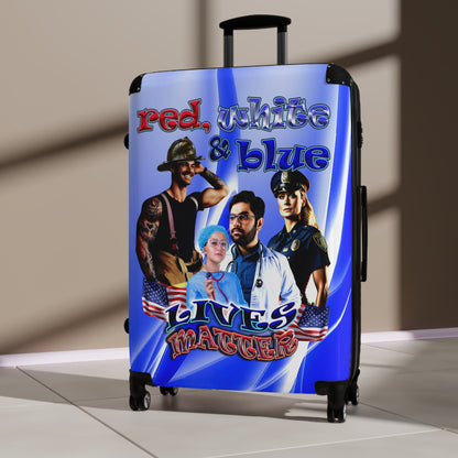 rw&b lives matter - Suitcase (blue-white wave)