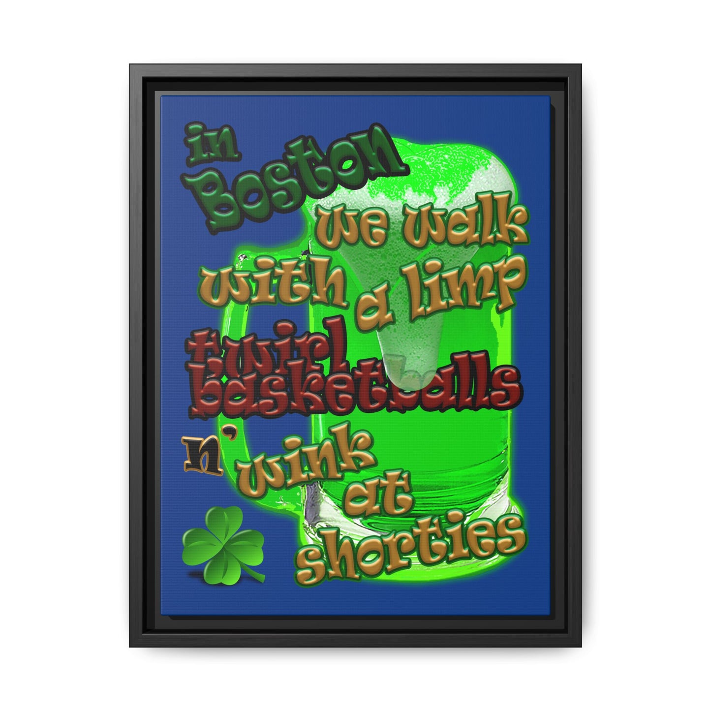 celtics logo - framed canvas art (dark blue)