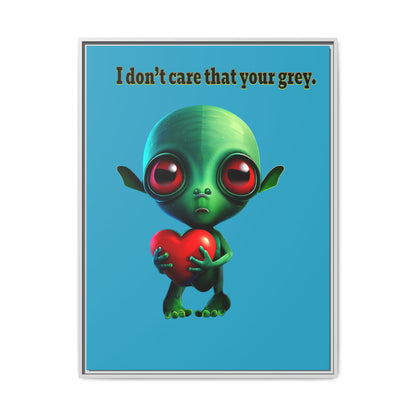 I don't care that your grey - framed canvas art (turquoise)