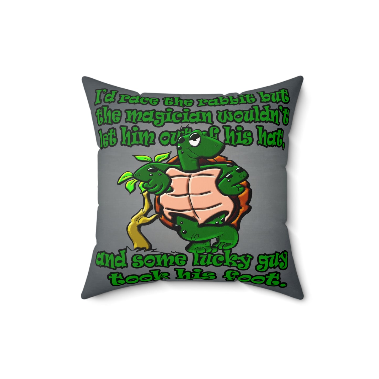 turtle race - Faux Suede Square Pillow - (grey-light grey)
