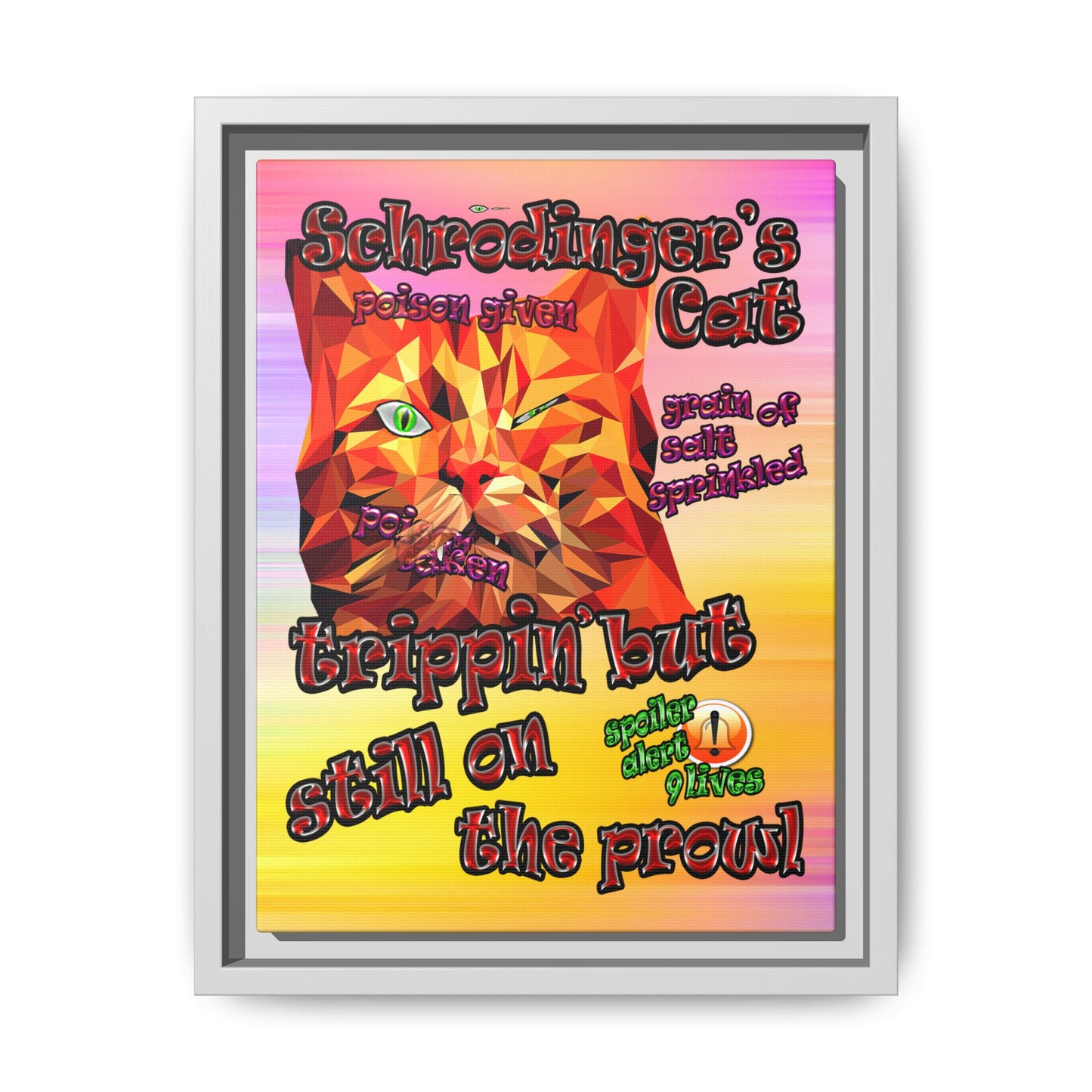 schrodinger's cat - framed canvas art (color blur)