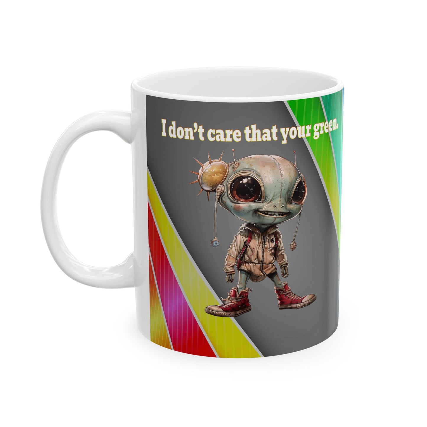 I don't care that your grey - White Mug (rainbow split)
