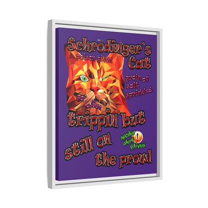 schrodinger's cat - framed canvas art (purple)