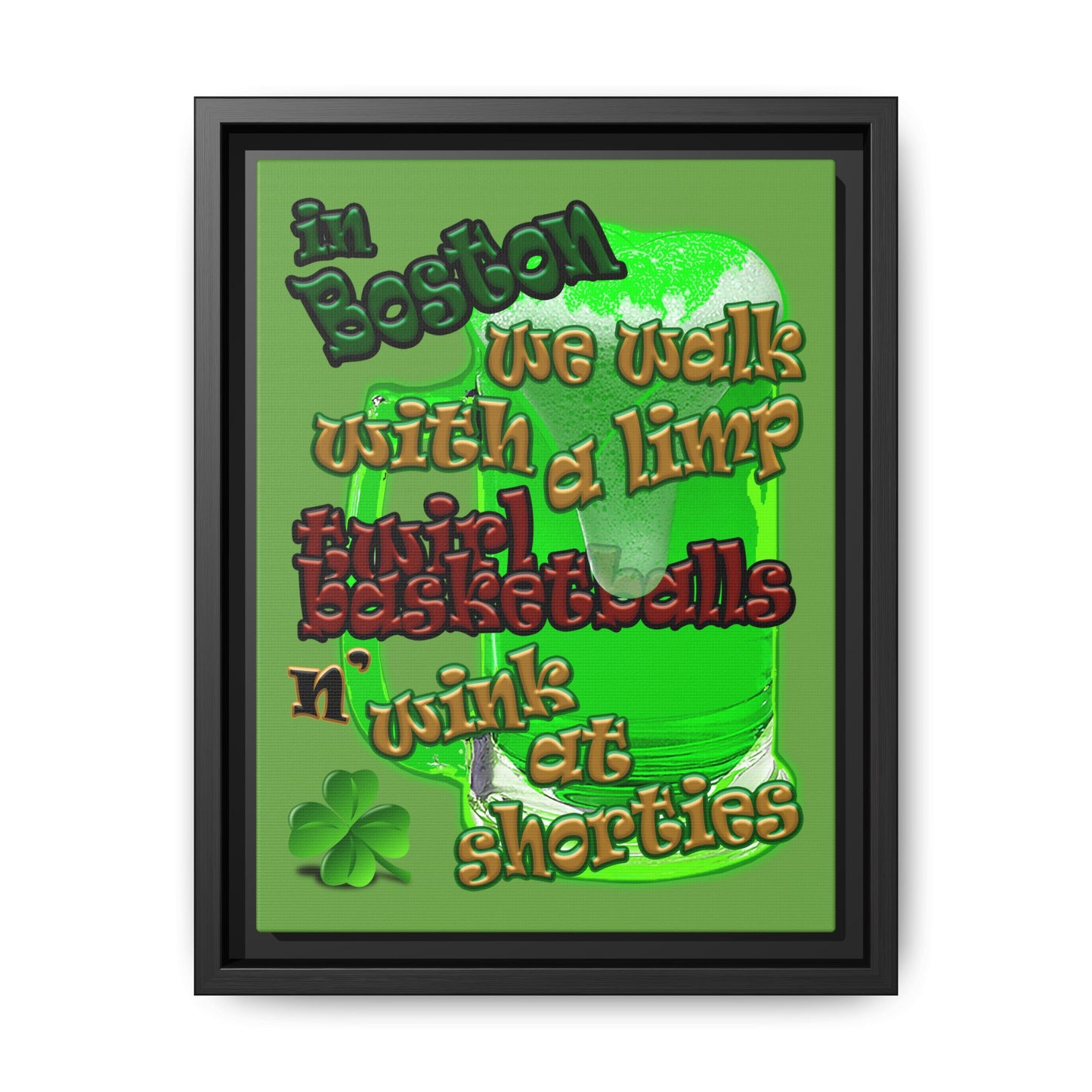 celtics logo - framed canvas art (green)